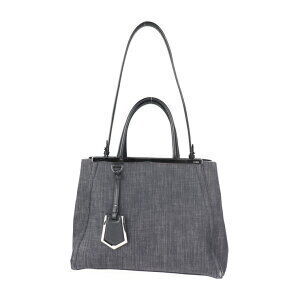 FENDI Toujours Handbag Leather Denim Navy Blue Canvas